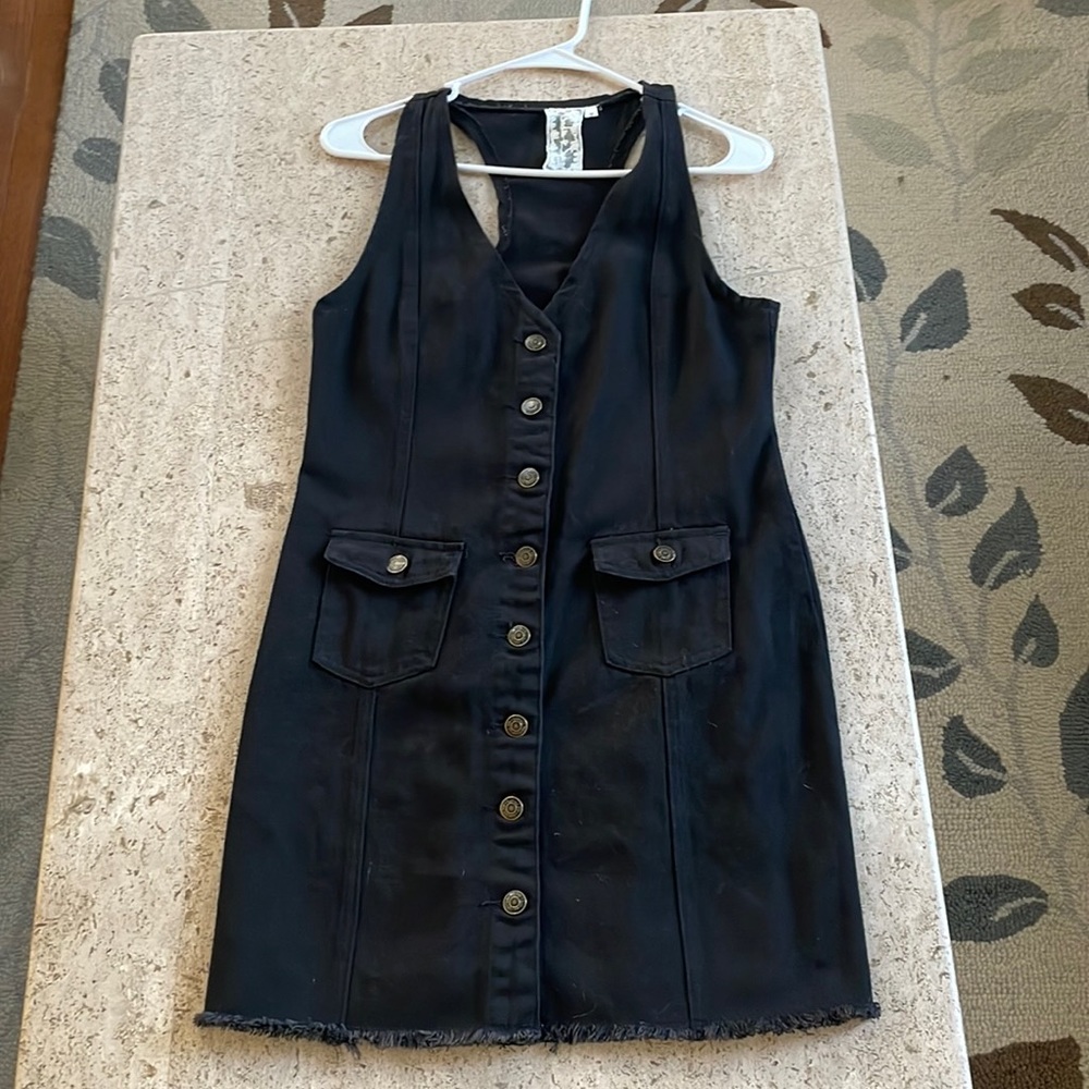 Sadie and Sage black denim button up dress. Size medium
